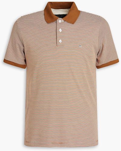 Rag & Bone Interlock Striped Pima Cotton-jersey Polo Shirt - Brown