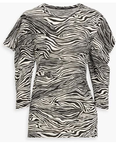 Proenza Schouler Zebra-print Slub Cotton-jersey Top - Grey