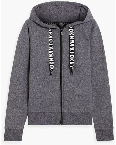 DKNY Cotton-blend Fleece Zip-up Hoodie - Grey