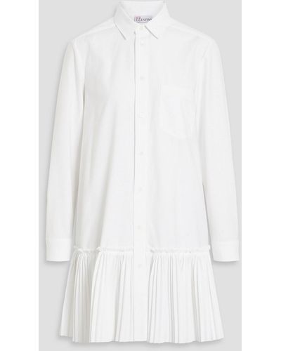 RED Valentino Pleated Cotton-blend Oxford Mini Shirt Dress - White