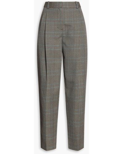 3.1 Phillip Lim Prince Of Wales Checked Pleated Wool-blend Tapered Trousers - Grey
