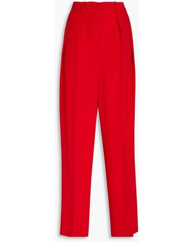 Theory Pleated Crepe Wide-leg Trousers - Red