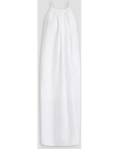 James Perse Gathered Linen Midi Dress - White