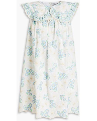 Vivetta Floral-design Embroidered Woven Mini Dress - Blue