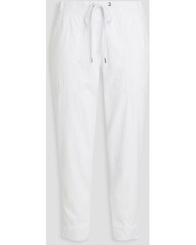 James Perse Cropped Ribbed Cotton And Lyocell-blend Tapered Trousers - White