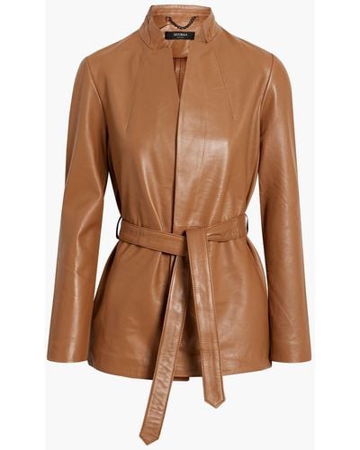 Muubaa Arundina Belted Leather Jacket - Brown