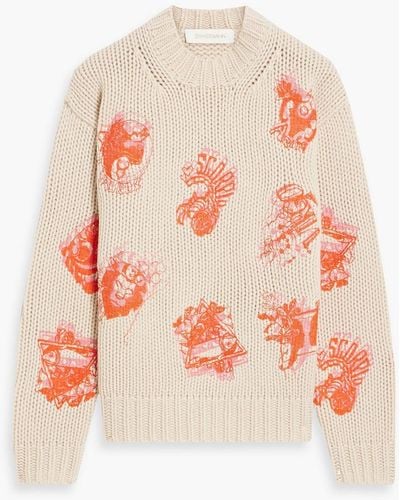 Zimmermann Embroidered Merino Wool Sweater - White