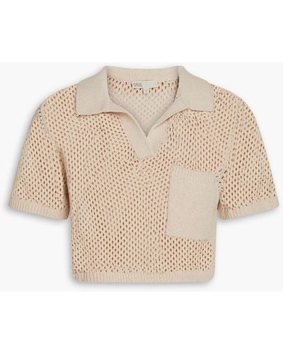 Onia Cropped Crochet-knit Cotton-blend Polo Shirt - Natural