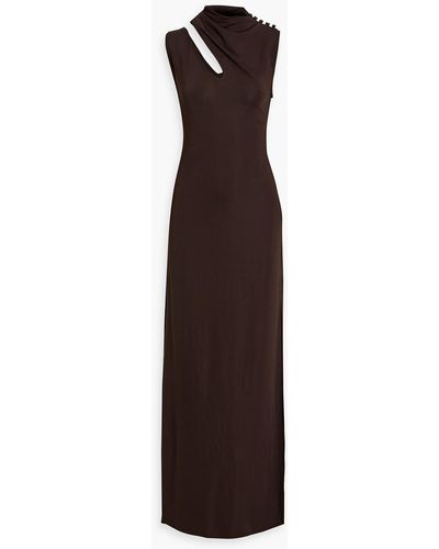 Safiyaa Ifiona Cutout Jersey Maxi Dress - Brown