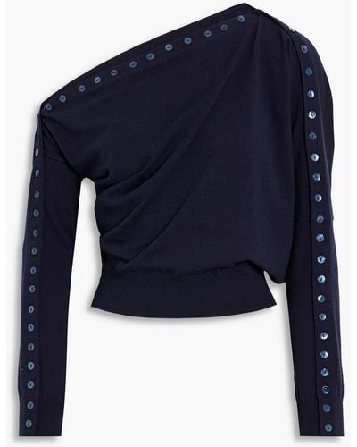 Altuzarra Drapierter pullover aus einer wollmischung mit asymmetrischer schulterpartie - Blau