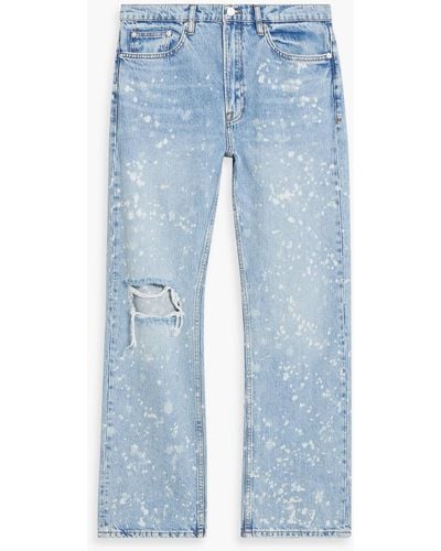 FRAME Boxy Bleached Distressed Denim Jeans - Blue