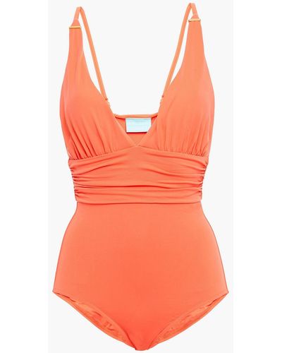 Melissa Odabash Panarea Ruched Swimsuit - Orange