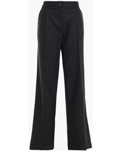 Ba&sh Paline Pleated Wool-blend Wide-leg Trousers - Black