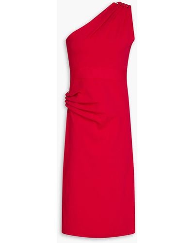 Hervé Léger One-shoulder Draped Embellished Stretch-ponte Dress - Red