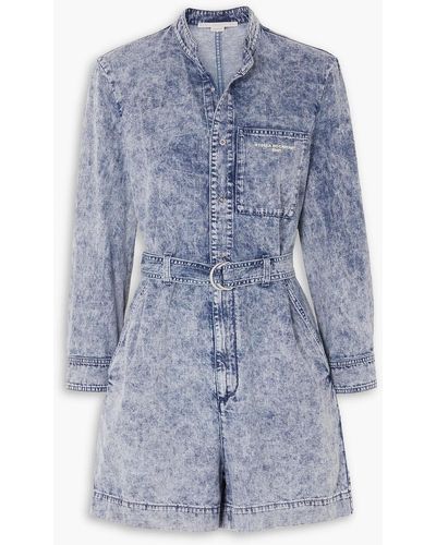 Stella McCartney Belted Acid-wash Denim Playsuit - Blue