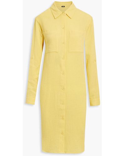 Monrow Hemdkleid aus baumwollgaze in knitteroptik - Gelb