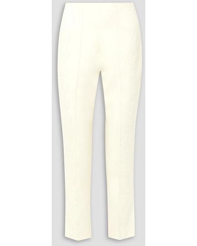 Danielle Frankel Chantilly Lace And Silk Tapered Pants - White