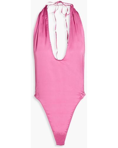 Jacquemus Le Body Mentalo Stretch-satin Halterneck Bodysuit - Pink