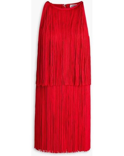 Hervé Léger Fringed Bandage Mini Dress - Red