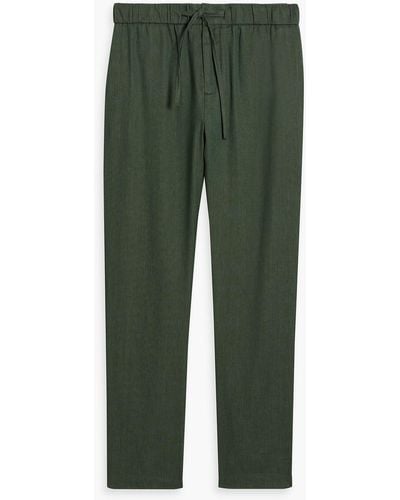 Frescobol Carioca Oscar Linen And Cotton-blend Drawstring Trousers - Green