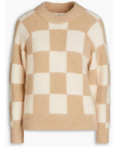 Sandro Damier Checked Mohair-blend Sweater - Natural