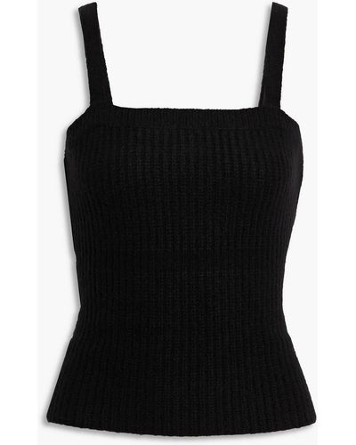 Adam Lippes Brushed Ribbed Cashmere And Silk-blend Camisole - Black