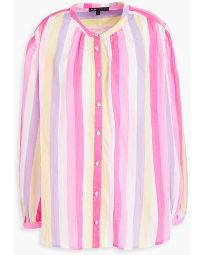 Maje Oversized Striped Woven Shirt - Pink