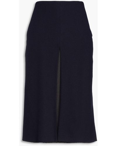 Jil Sander Satin-paneled Wool-jersey Skirt - Blue