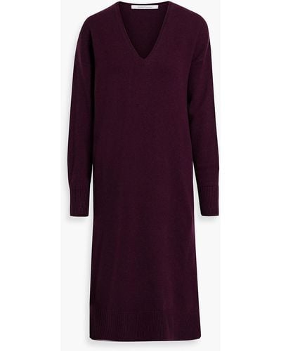 Another Tomorrow Cashmere And Wool-blend Midi Dress - Purple