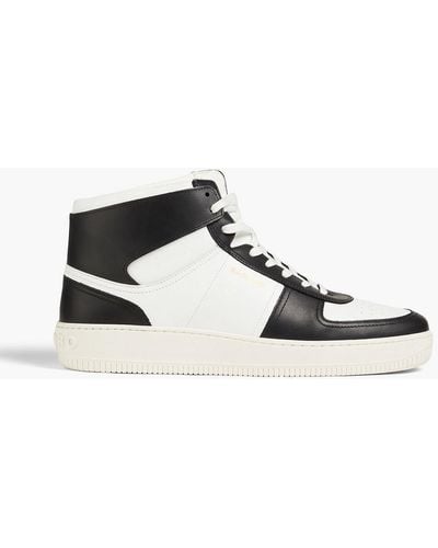 Sandro Two-tone Leather High-top Trainers - Black