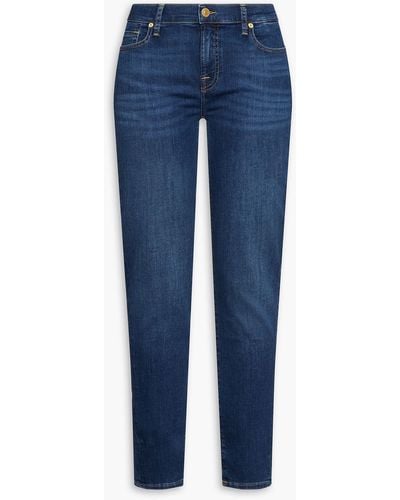 7 For All Mankind Bair Duchess Low-rise Skinny Jeans - Blue