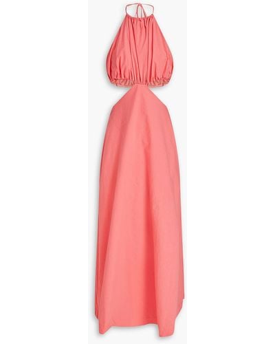 Bondi Born Mahina Cutout Cotton-poplin Halterneck Maxi Dress - Pink