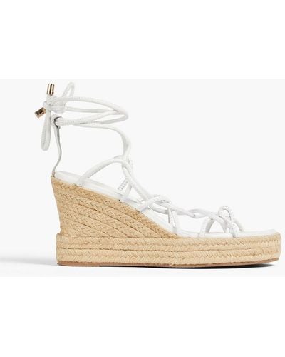 Paula Torres Mel Lace-up Leather Wedge Espadrille Sandals - White