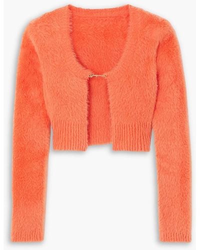 Jacquemus Neve Cropped Brushed Stretch-knit Cardigan - Orange