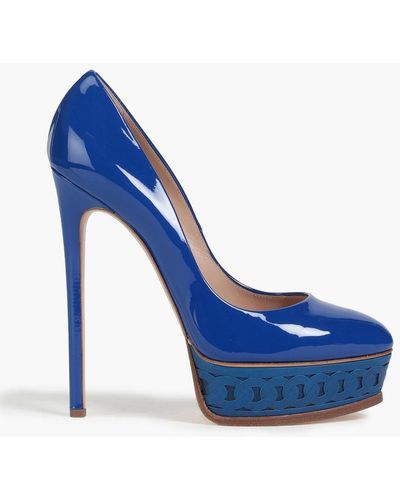 Casadei Patent-leather Platform Court Shoes - Blue