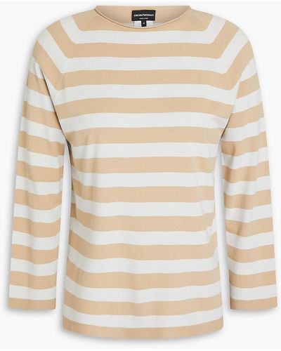 Emporio Armani Striped Intarsia-knit Sweater - Natural