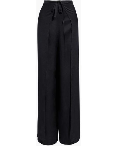 Agent Provocateur Laly Tie-front Silk-satin Crepe Wide-leg Pants - Black
