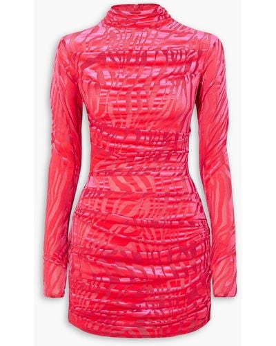 Alex Perry Ruched Devoré-velvet Mini Dress - Pink