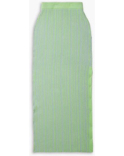 Anna Quan Sophie Striped Ribbed Cotton-blend Midi Skirt - Green