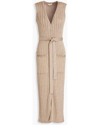 Temperley London Cindy Embellished Metallic Ribbed-knit Midi Dress - Natural