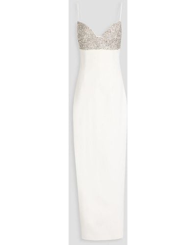 Rachel Gilbert Crystal-embellished Crepe Gown - White