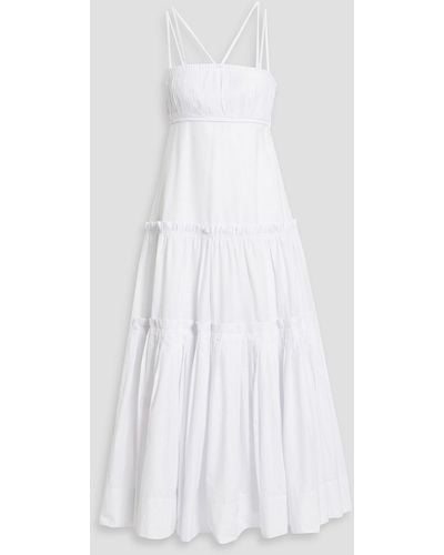 Nicholas Novi Tiered Pleated Cotton-poplin Maxi Dress - White