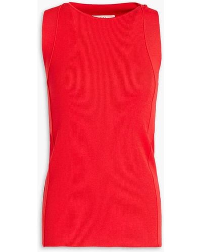 Co. Ribbed Silk Top - Red