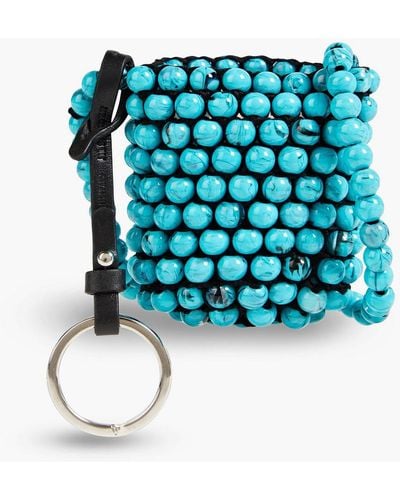 Jil Sander Beaded Crochet Bucket Bag - Blue
