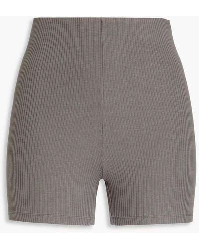 NINETY PERCENT Ruby Ribbed Stretch-tm Jersey Shorts - Grey