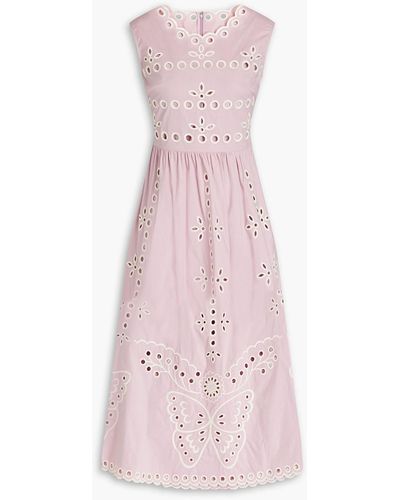 RED Valentino Broderie Anglaise Cotton-blend Midi Dress - Pink