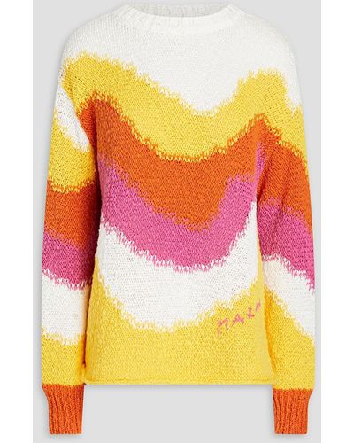 Marni Color-block Cotton Sweater - Yellow