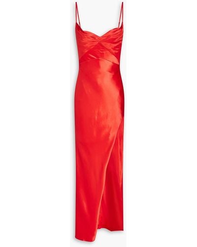 Nicholas Satin Maxi Slip Dress - Red