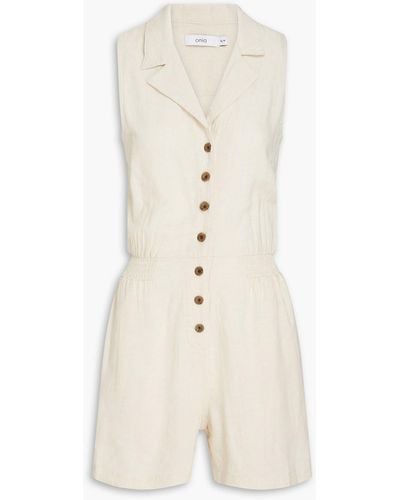 Onia Shirred Linen-blend Playsuit - Natural