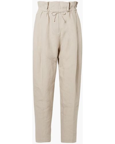 Acne Studios Paoli Gathered Linen Tapered Trousers - Natural